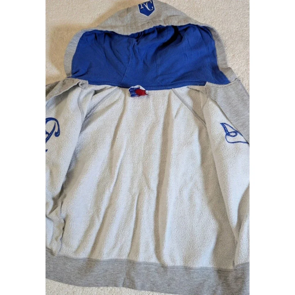 Majestic Kansas City Royals Full Zip Hoodie Youth Small Grey Blue MLB Sweatshirt